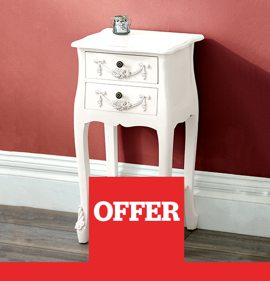 Toulouse Ivory 2 Drawer Bedside Table